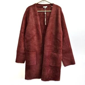 NWT MAX STUDIO LONDON Long Sleeve Open Teddy Soft Cardigan Patch Pockets Size L